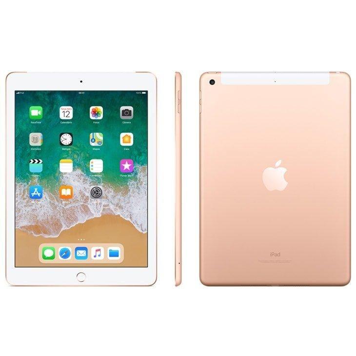 iPad 6 Apple, Tela Retina 9.7”, 32GB, Dourado, Wi-Fi + Cellular